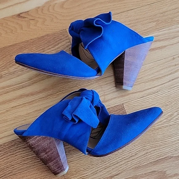 Ulla Johnson Royal Blue Heels with Bow Accent - Picture 15 of 16